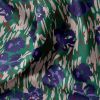 Tissu coton enduit fleurs bleues - vert x 10 cm