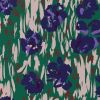 Tissu coton enduit fleurs bleues - vert x 10 cm