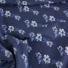 Tissu popeline coton fleurs haute couture - bleu marine x 10 cm