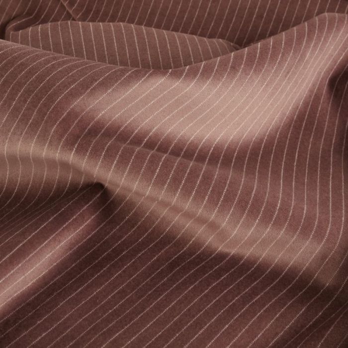 Tissu velours ras rayures haute couture - vieux rose x 10 cm