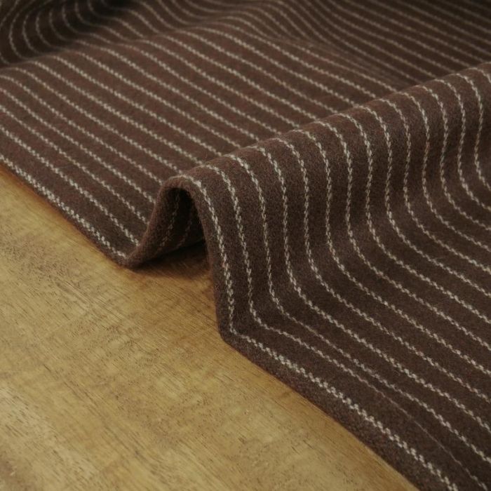Tissu lainage fin rayures haute couture - marron x 10 cm