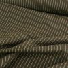 Tissu lainage fin rayures haute couture - vert kaki x 10 cm