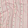 Tissu double gaze vichy fleurs - rose clair x 10 cm