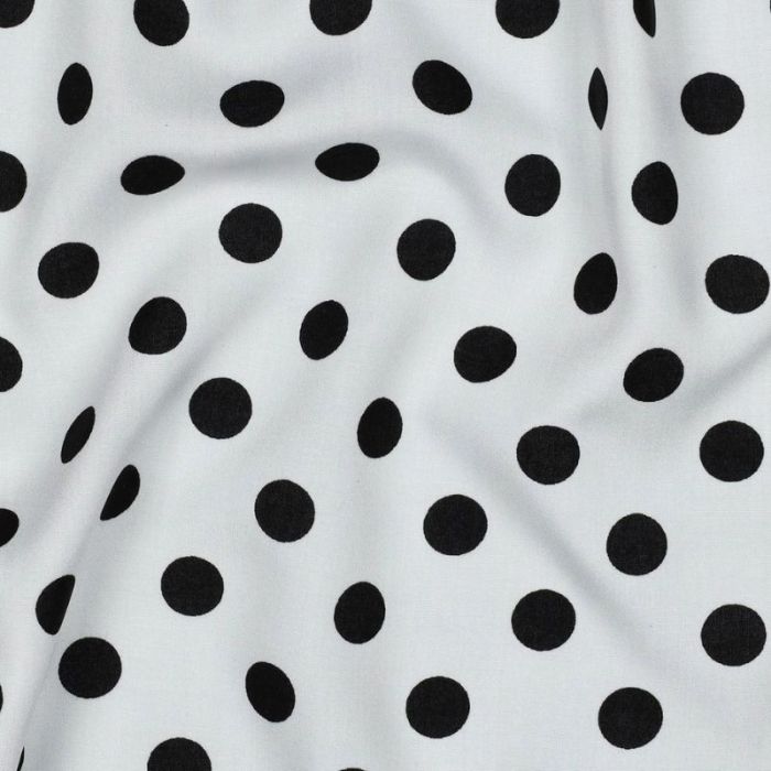 Tissu viscose à pois - blanc x 10 cm