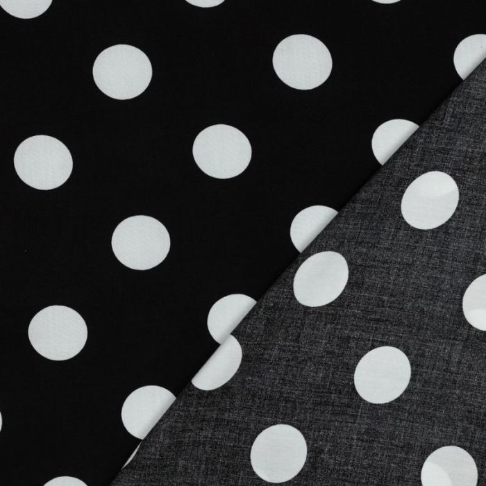 Tissu viscose gros pois - noir x 10 cm