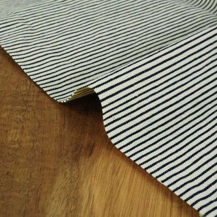 Tissu denim stretch rayures haute couture - écru x 10 cm