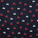 Tissu velours milleraies cerises foil - marine x 10 cm
