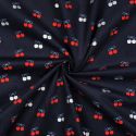 Tissu velours milleraies cerises foil - marine x 10 cm