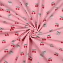 Tissu velours milleraies cerises foil - rose x 10 cm