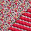 Tissu coton matelassé réversible fleurs - multicolore x 10 cm