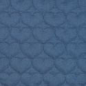 Tissu matelassé chambray coeurs - bleu jean x 10 cm