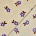 Tissu fausse fourrure sherpa fleurs lilas - écru x 10 cm