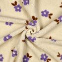 Tissu fausse fourrure sherpa fleurs lilas - écru x 10 cm
