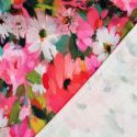 Tissu sweat french terry floral - rose x 10 cm