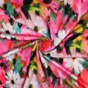 Tissu sweat french terry floral - rose x 10 cm