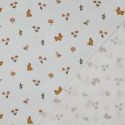 Tissu jersey fin coton bio lapins - blanc x 10 cm