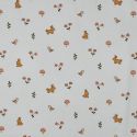Tissu jersey fin coton bio lapins - blanc x 10 cm