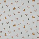 Tissu jersey fin coton bio lapins - blanc x 10 cm