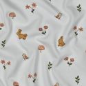 Tissu jersey fin coton bio lapins - blanc x 10 cm