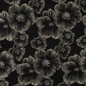 Tissu jacquard habillement fleurs brodées - noir x 10 cm