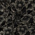 Tissu jacquard habillement fleurs brodées - noir x 10 cm
