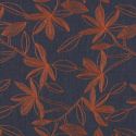 Tissu denim fin fleurs brodées camel - bleu x 10 cm