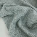 Tissu lainage tweed chevrons haute couture - bleu de gris x 10 cm