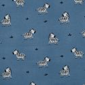 Tissu flanelle coton zèbres - bleu x 10 cm