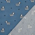 Tissu flanelle coton zèbres - bleu x 10 cm