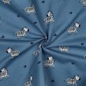 Tissu flanelle coton zèbres - bleu x 10 cm