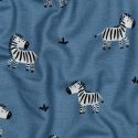Tissu flanelle coton zèbres - bleu x 10 cm