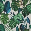 Tissu enduit déperlant feuillage monstera - vert x 10 cm