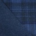 Tissu lainage mérinos tartan haute couture - bleu x 10 cm