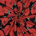 Tissu sweat french terry coquelicot - noir x 10 cm