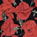 Tissu sweat french terry coquelicot - noir x 10 cm