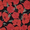 Tissu sweat french terry coquelicot - noir x 10 cm
