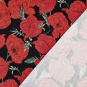 Tissu sweat french terry coquelicot - noir x 10 cm