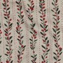 Tissu canvas effet lin branches de houx - beige x 10 cm