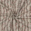 Tissu canvas effet lin branches de houx - beige x 10 cm
