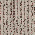Tissu canvas effet lin branches de houx - beige x 10 cm