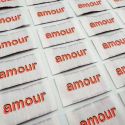 Etiquette vêtement à coudre Amour - fluo x 1