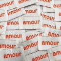 Etiquette vêtement à coudre Amour - fluo x 1