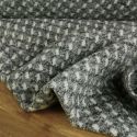 Tissu lainage à motifs haute couture - gris chiné x 10 cm