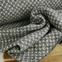 Tissu lainage à motifs haute couture - gris chiné x 10 cm