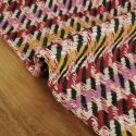 Tissu lainage pied de poule haute couture - rouge rose x 10 cm