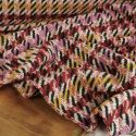 Tissu lainage pied de poule haute couture - rouge rose x 10 cm