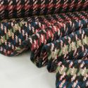 Tissu lainage pied de poule haute couture - bleu pétrole x 10 cm