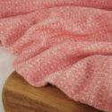Tissu laine bouclée mohair haute couture - rose corail x 10 cm