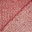 Tissu laine bouclée mohair haute couture - rose corail x 10 cm