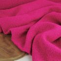 Tissu laine bouclée fluo haute couture - rose fuchsia x 10 cm